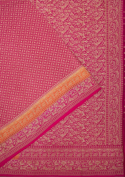 Onion Pink Zariwork Art Silk Saree