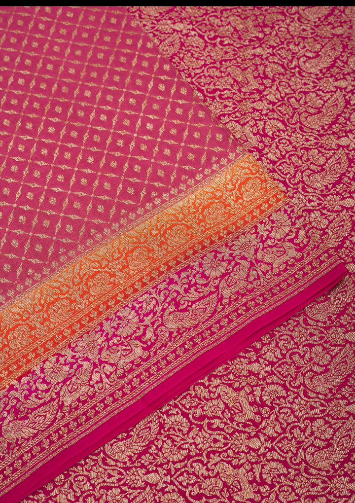 Onion Pink Zariwork Pure Silk Saree