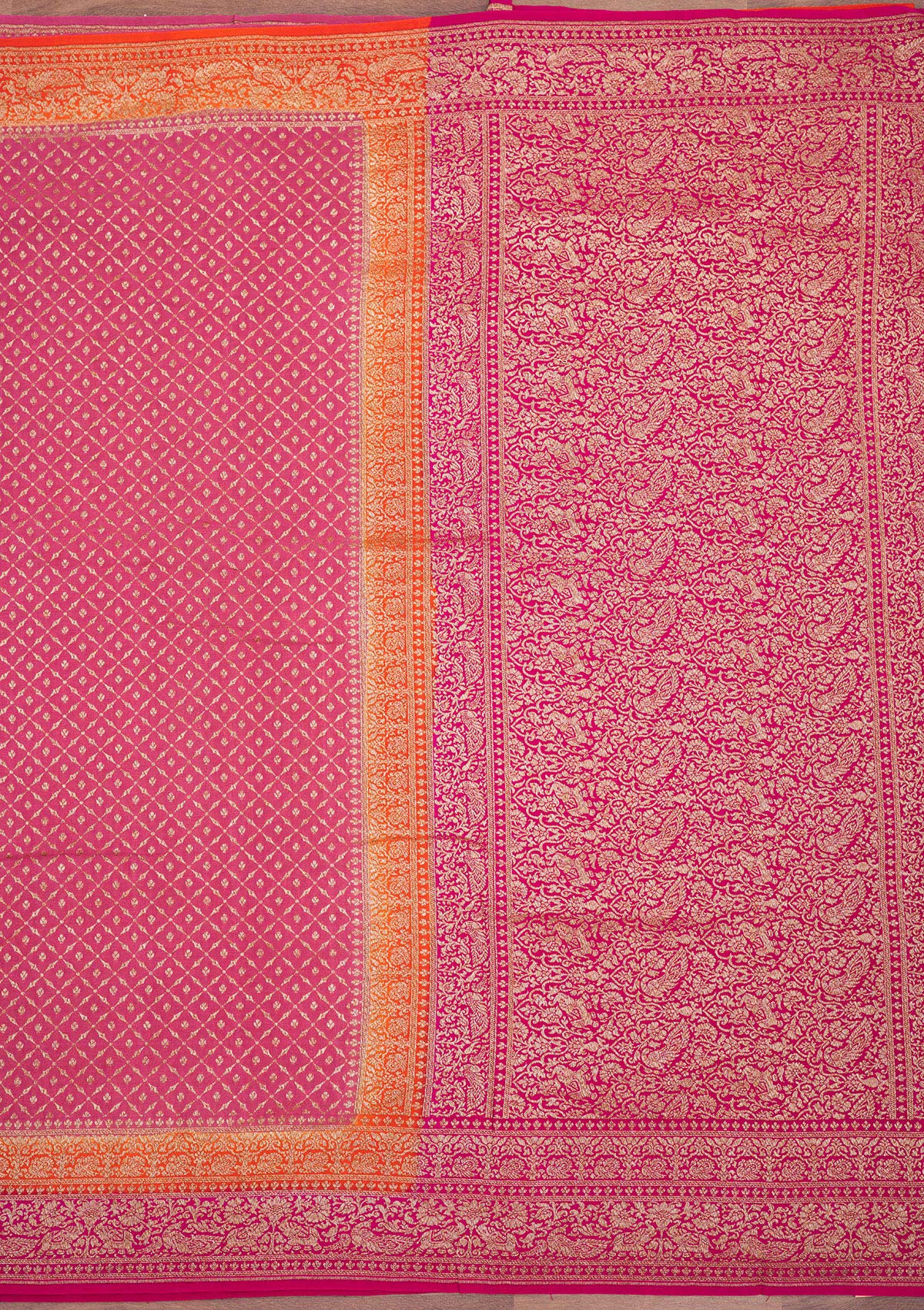 Onion Pink Zariwork Art Silk Saree