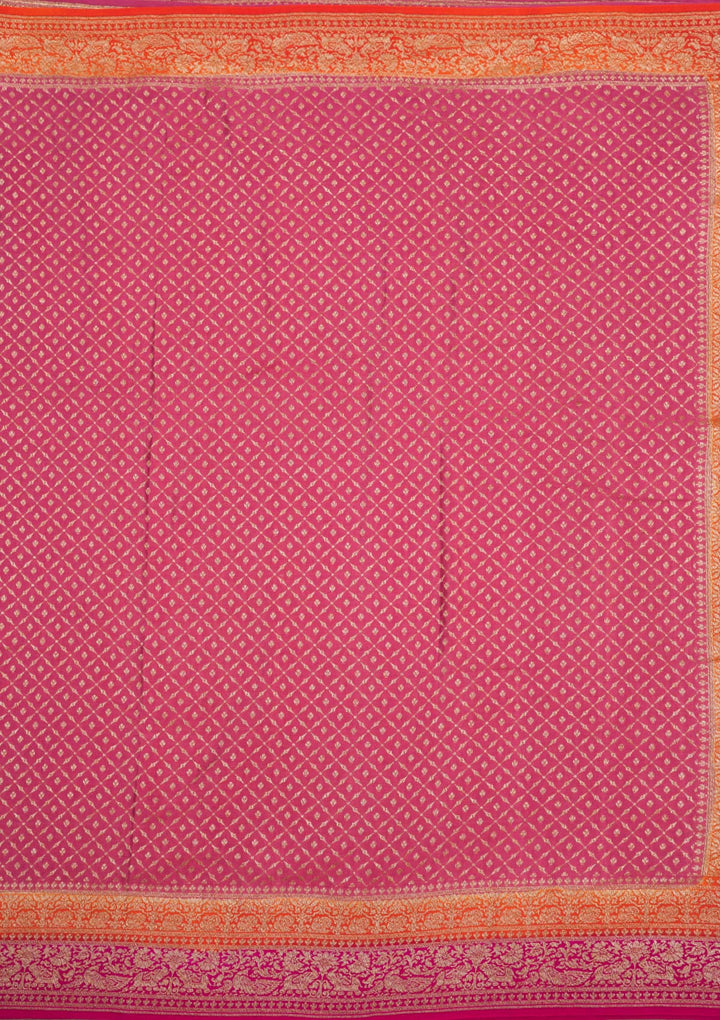 Onion Pink Zariwork Pure Silk Saree