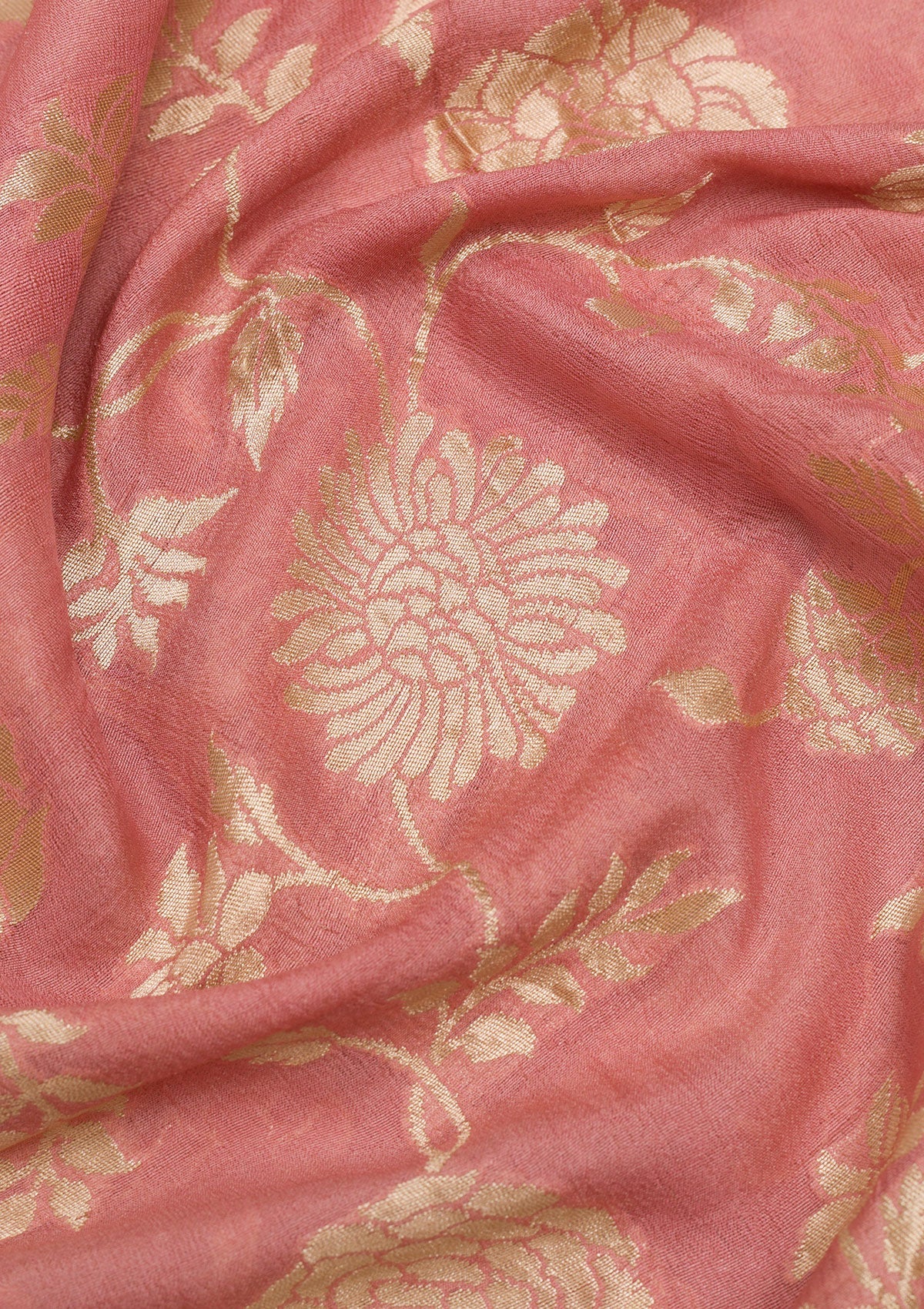 Onion Pink Zariwork Banarasi Saree-Koskii