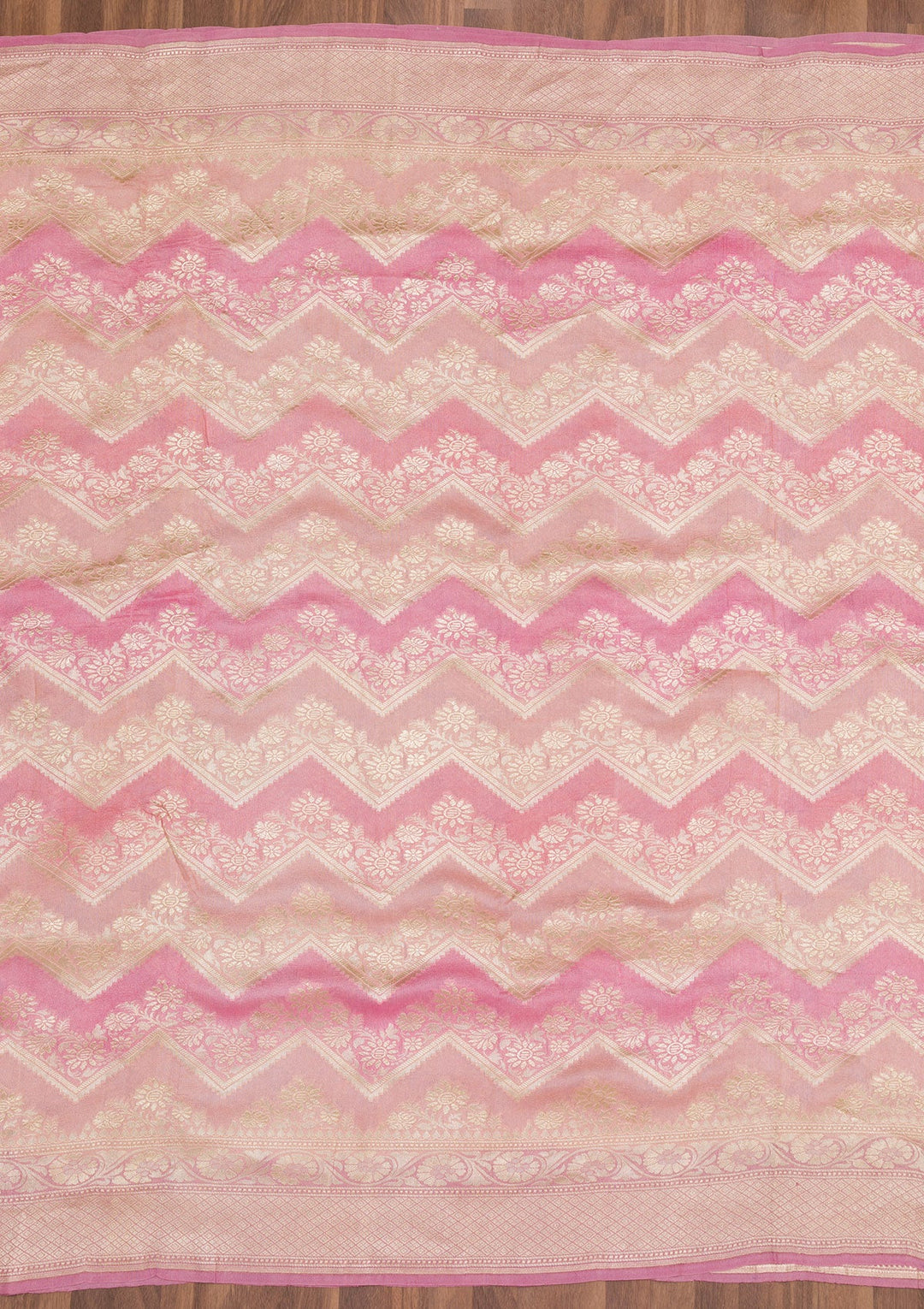 Onion Pink Zariwork Banarasi Saree-Koskii