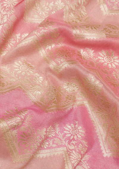 Onion Pink Zariwork Banarasi Saree-Koskii