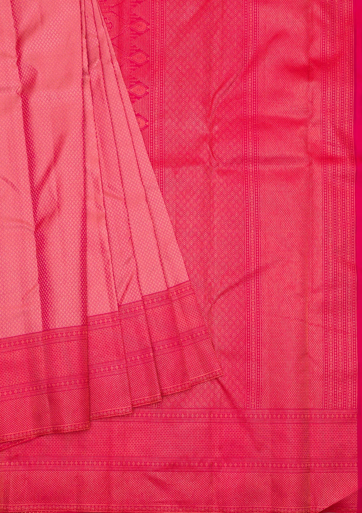 Onion Pink Zariwork Pure Silk Saree-Koskii