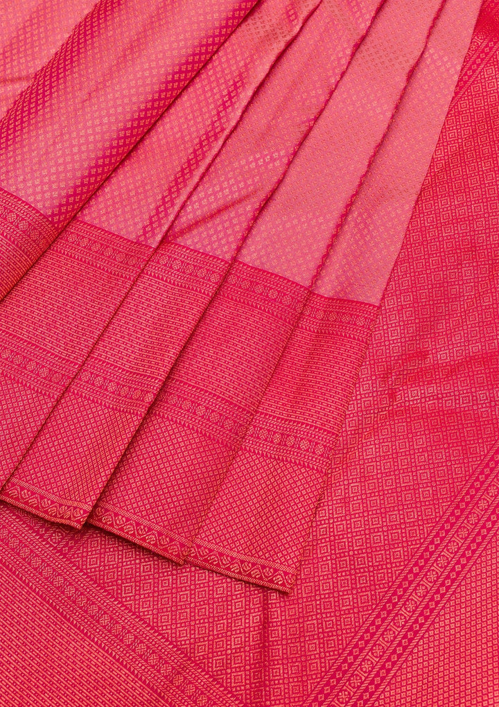 Onion Pink Zariwork Pure Silk Saree-Koskii