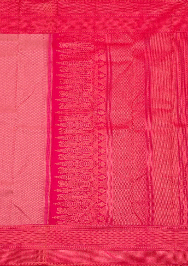 Onion Pink Zariwork Pure Silk Saree-Koskii