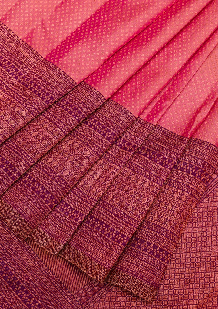 Onion Pink Zariwork Pure Silk Saree-Koskii