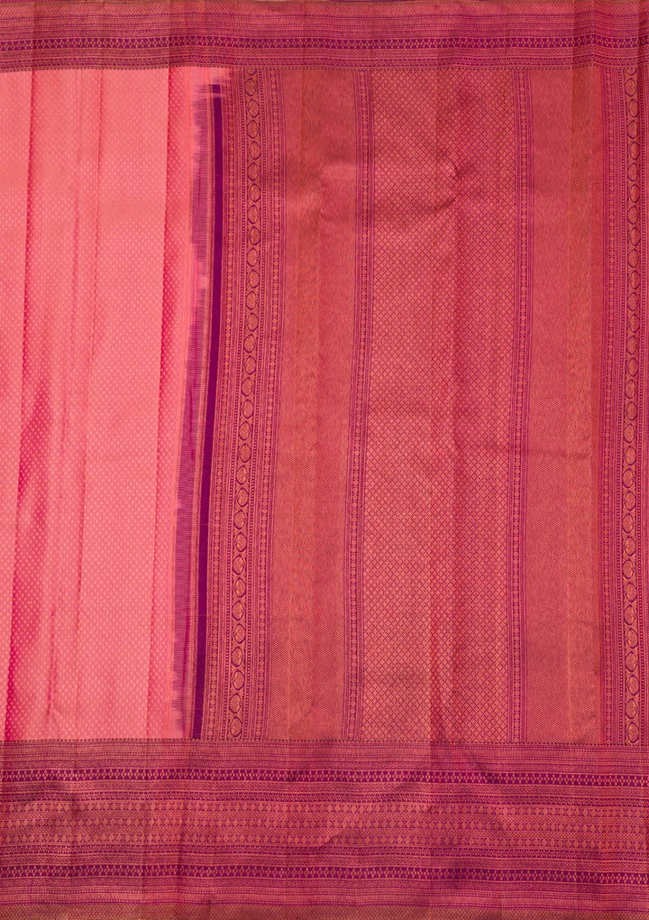 Onion Pink Zariwork Pure Silk Saree-Koskii