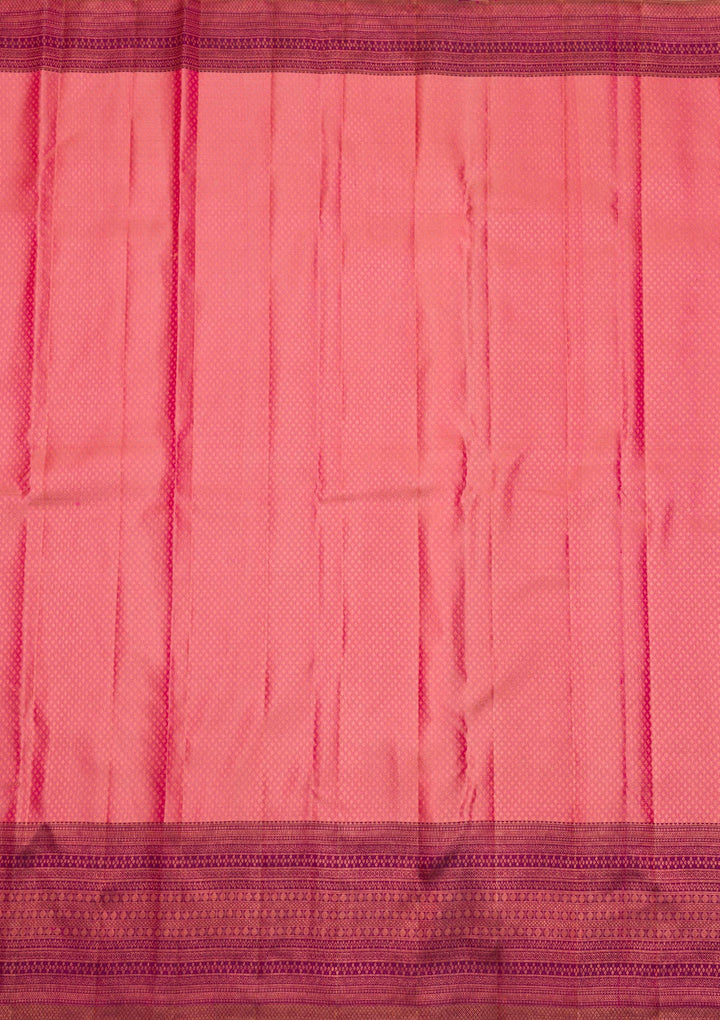 Onion Pink Zariwork Pure Silk Saree-Koskii
