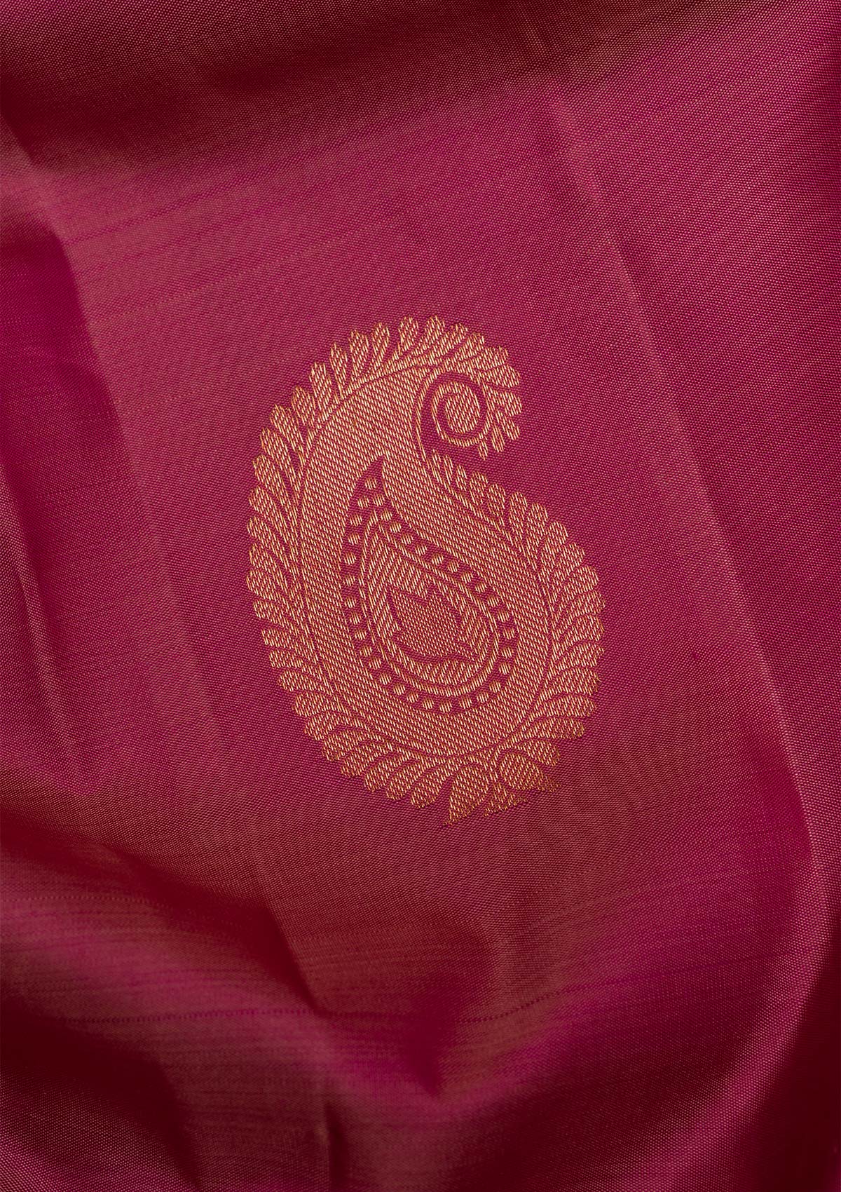 Onion Pink Gold Zariwork Pure Silk Saree - Koskii