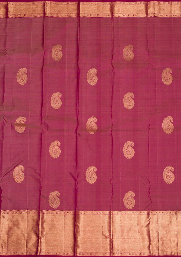 Onion Pink Gold Zariwork Pure Silk Saree - Koskii