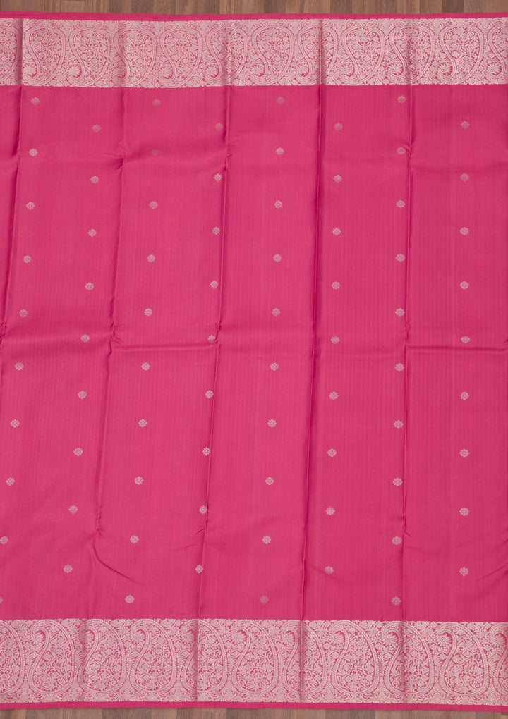 Onion Pink Zariwork Pure Silk Saree-Koskii