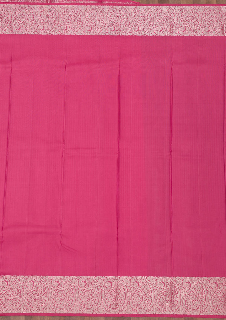 Onion Pink Zariwork Pure Silk Saree-Koskii