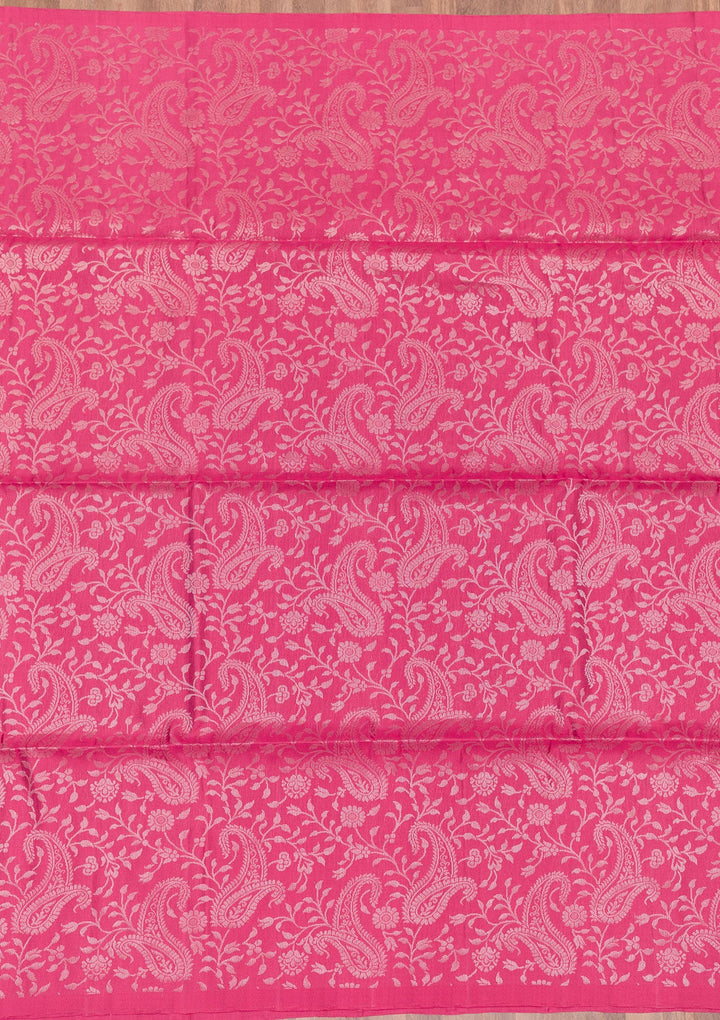 Onion Pink Zariwork Pure Silk Saree-Koskii