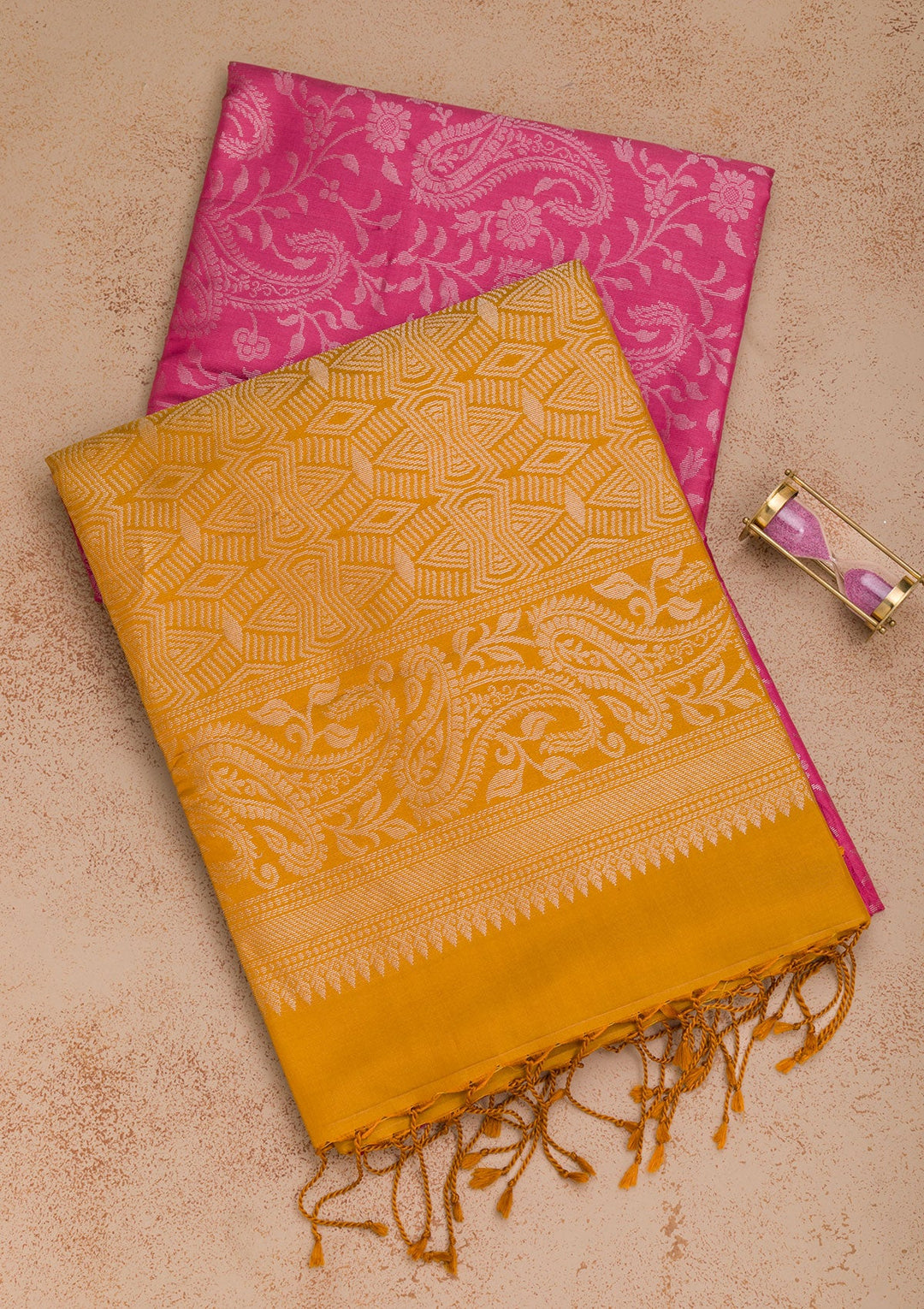 Onion Pink Zariwork Pure Silk Saree-Koskii