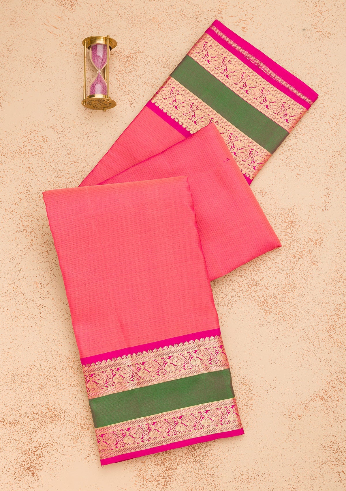 Onion Pink Zariwork Pure Silk Saree-Koskii