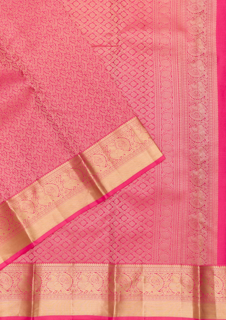 Onion Pink Zariwork Pure Silk Saree-Koskii