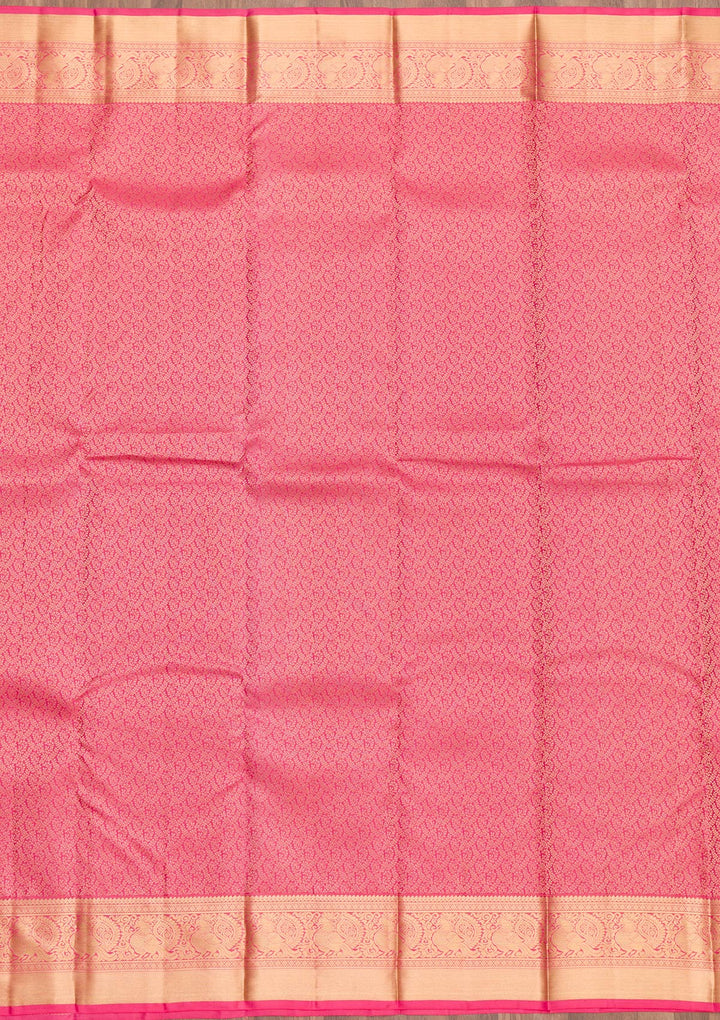 Onion Pink Zariwork Pure Silk Saree-Koskii
