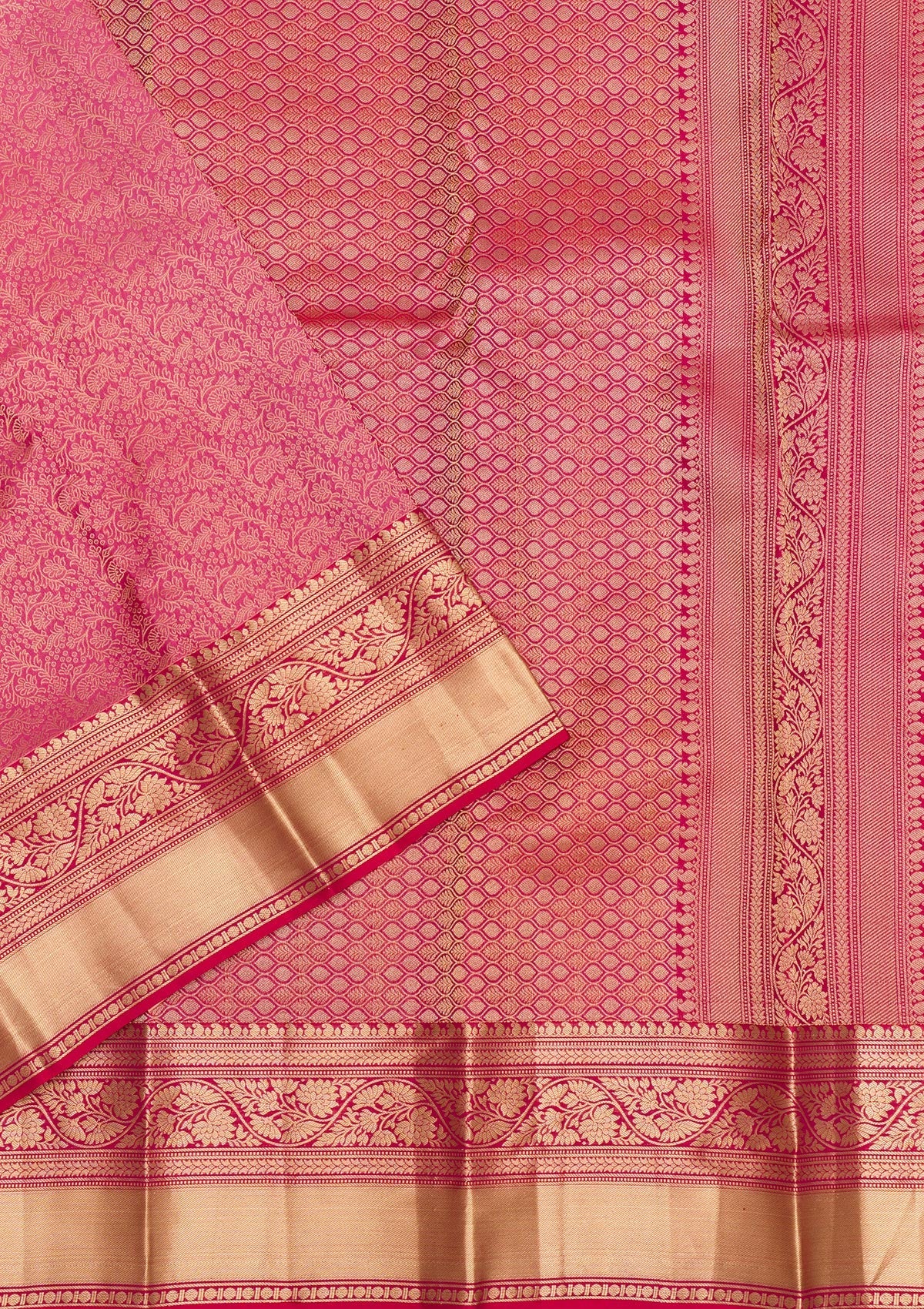 Onion Pink Zariwork Pure Silk Saree-Koskii