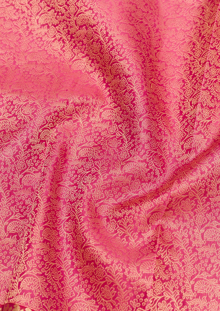 Onion Pink Zariwork Pure Silk Saree-Koskii
