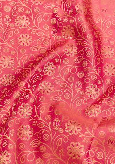 Onion Pink Zariwork Pure Silk Saree-Koskii