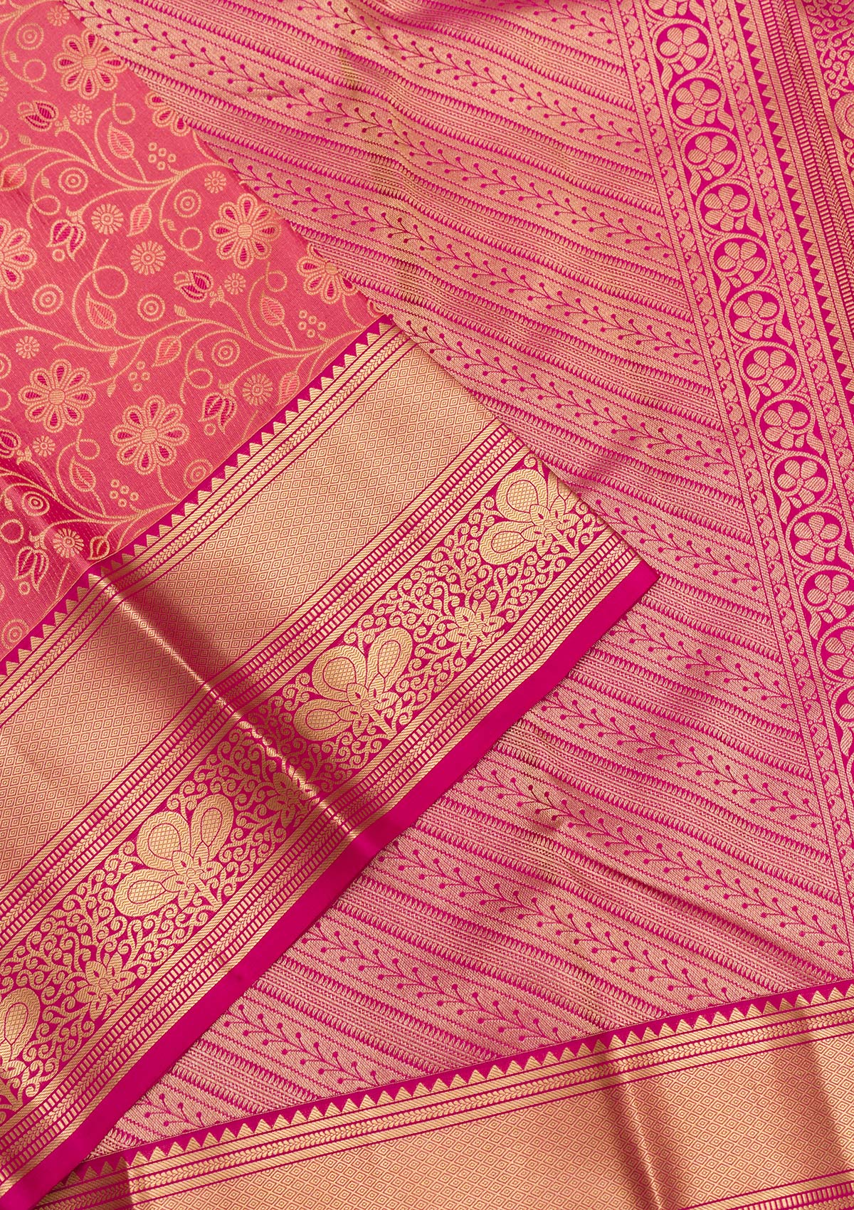 Onion Pink Zariwork Pure Silk Saree-Koskii