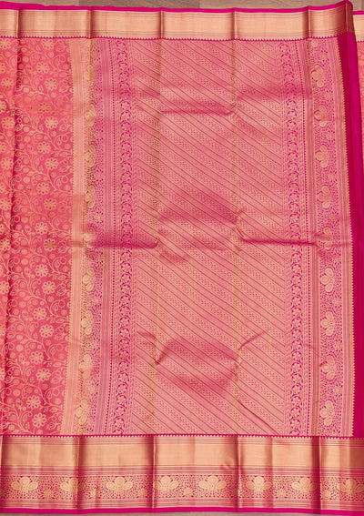 Onion Pink Zariwork Pure Silk Saree-Koskii