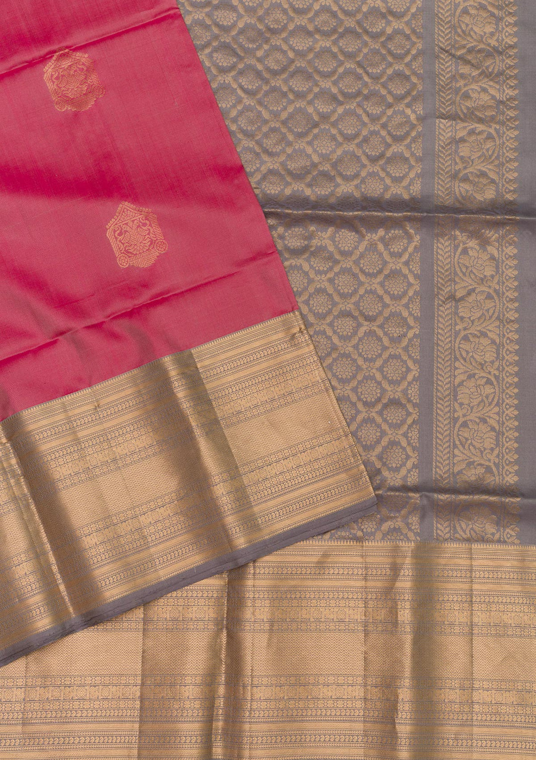 Onion Pink Zariwork Pure Silk Saree-Koskii