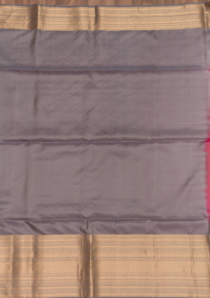 Onion Pink Zariwork Pure Silk Saree-Koskii