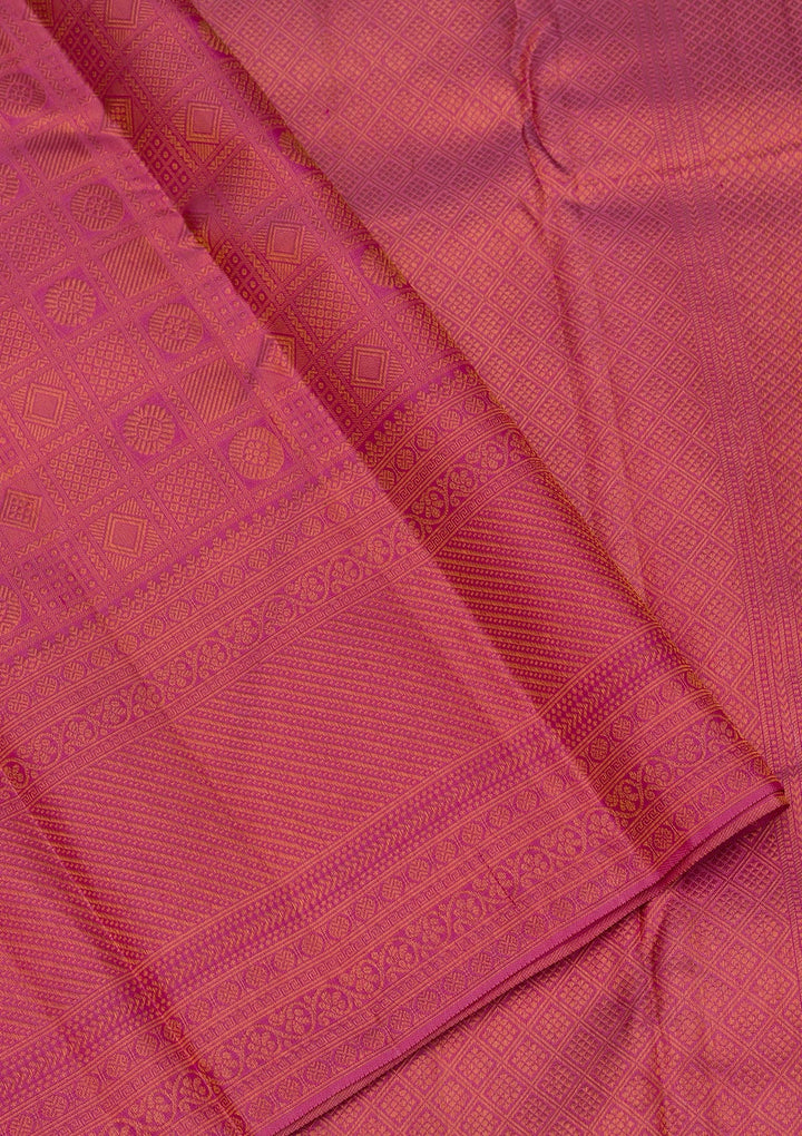 Onion Pink Zariwork Pure Silk Saree-Koskii