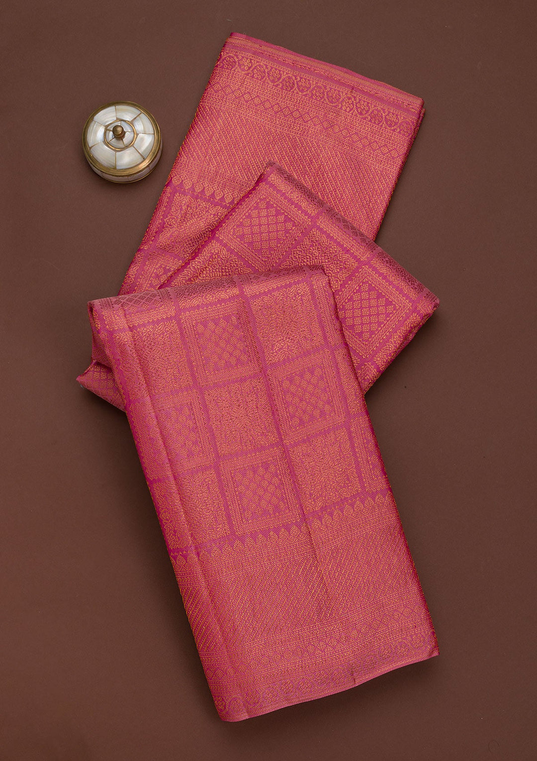 Onion Pink Zariwork Pure Silk Saree-Koskii