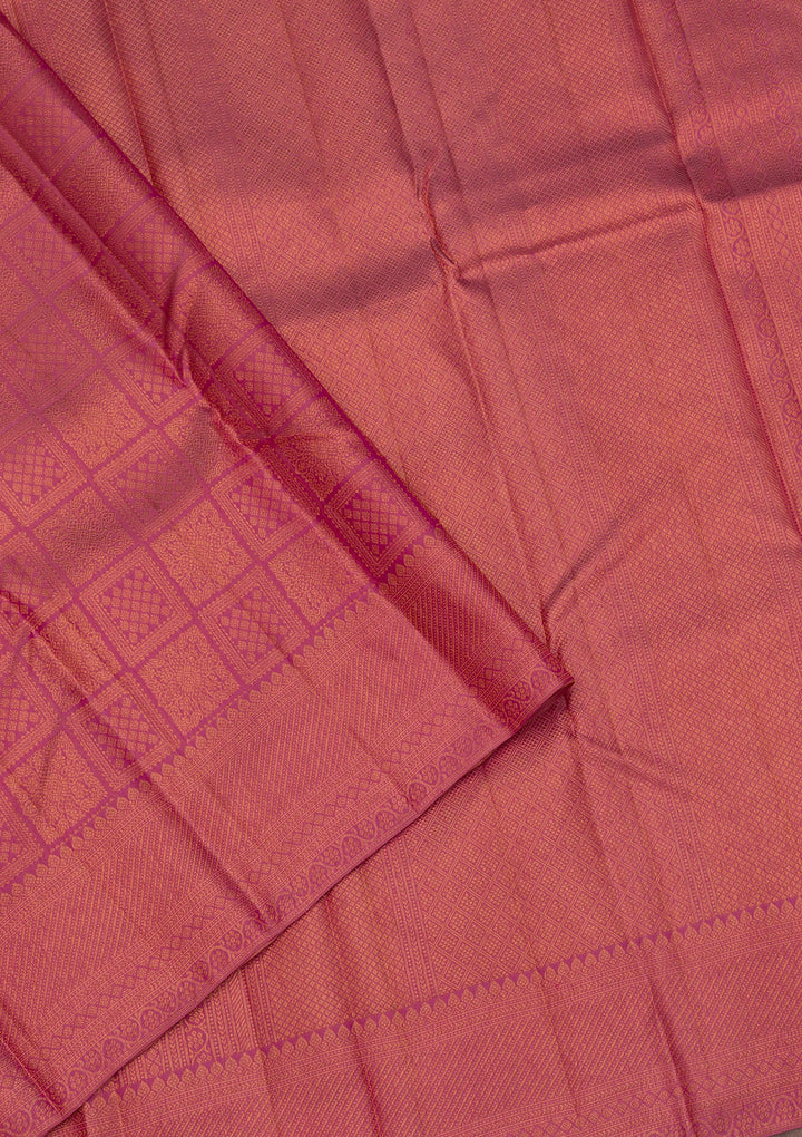 Onion Pink Zariwork Pure Silk Saree-Koskii