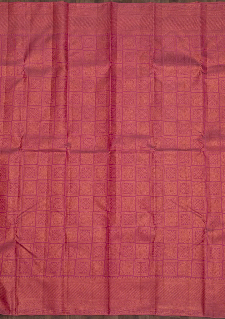 Onion Pink Zariwork Pure Silk Saree-Koskii