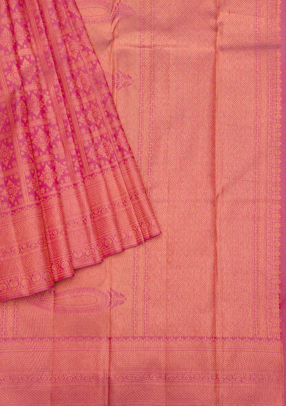 Onion Pink Zariwork Pure Silk Saree-Koskii