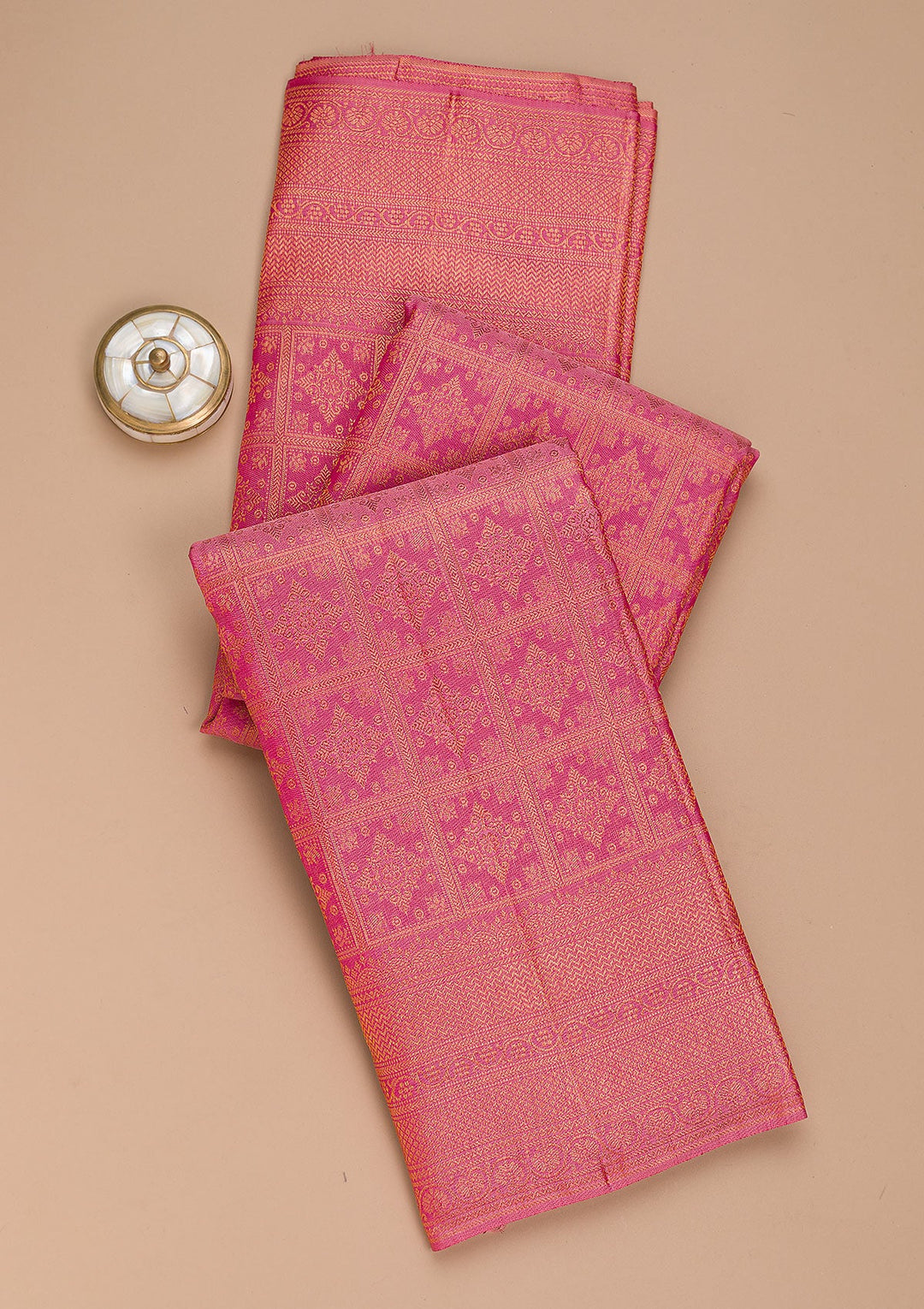 Onion Pink Zariwork Pure Silk Saree-Koskii