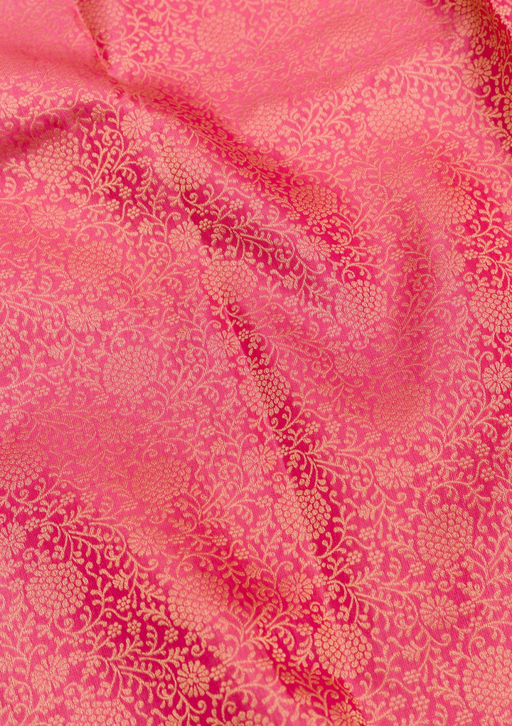 Onion Pink Zariwork Pure Silk Saree-Koskii