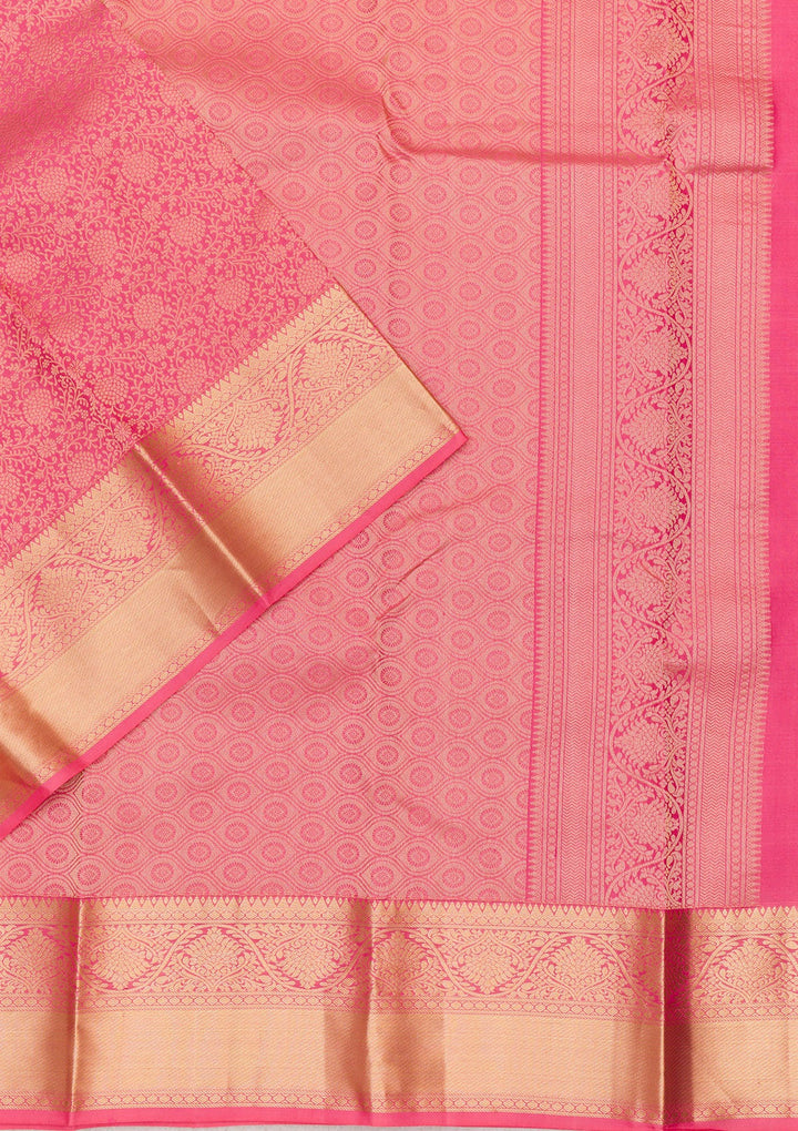 Onion Pink Zariwork Pure Silk Saree-Koskii