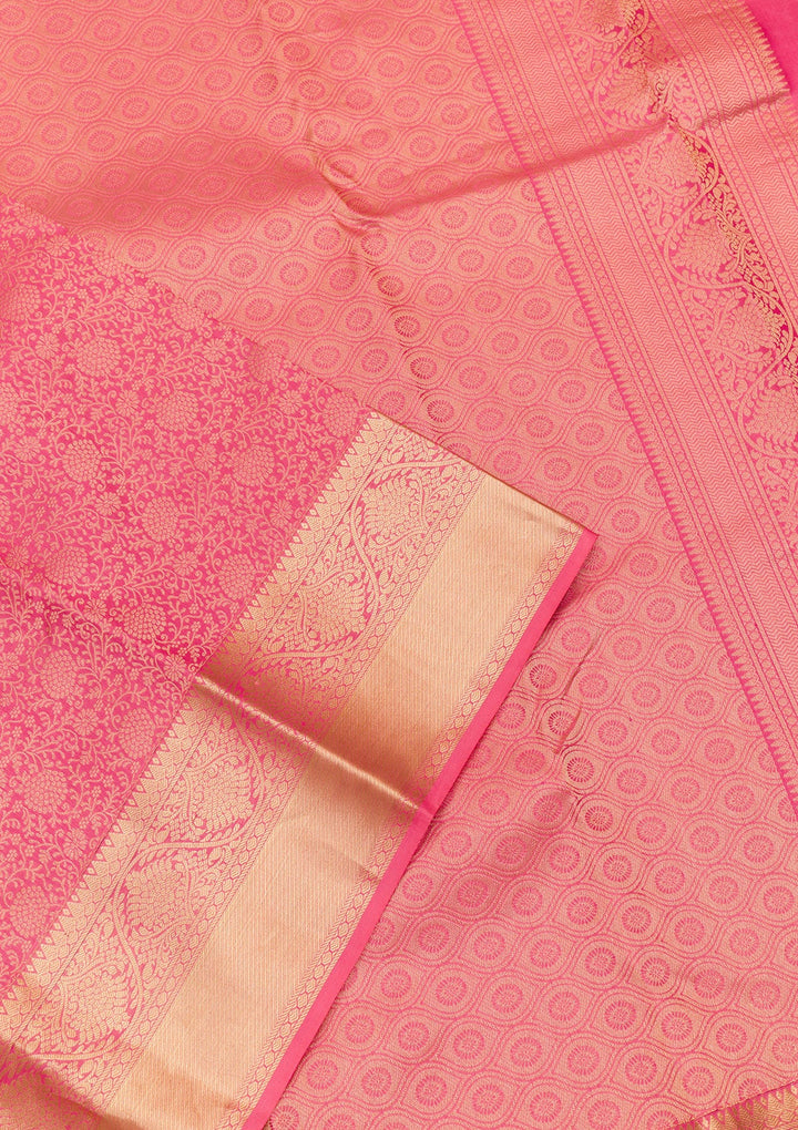 Onion Pink Zariwork Pure Silk Saree-Koskii