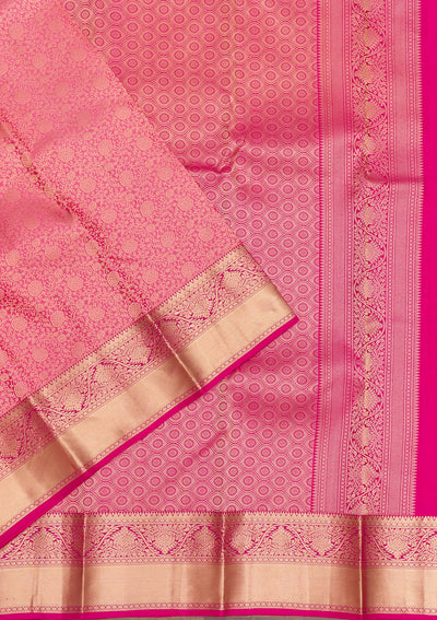 Onion Pink Zariwork Pure Silk Saree-Koskii