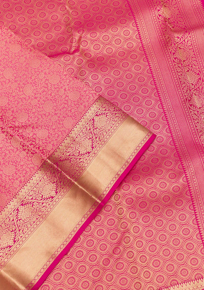 Onion Pink Zariwork Pure Silk Saree-Koskii