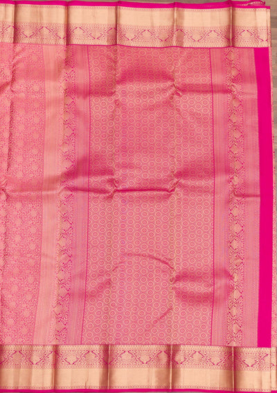 Onion Pink Zariwork Pure Silk Saree-Koskii