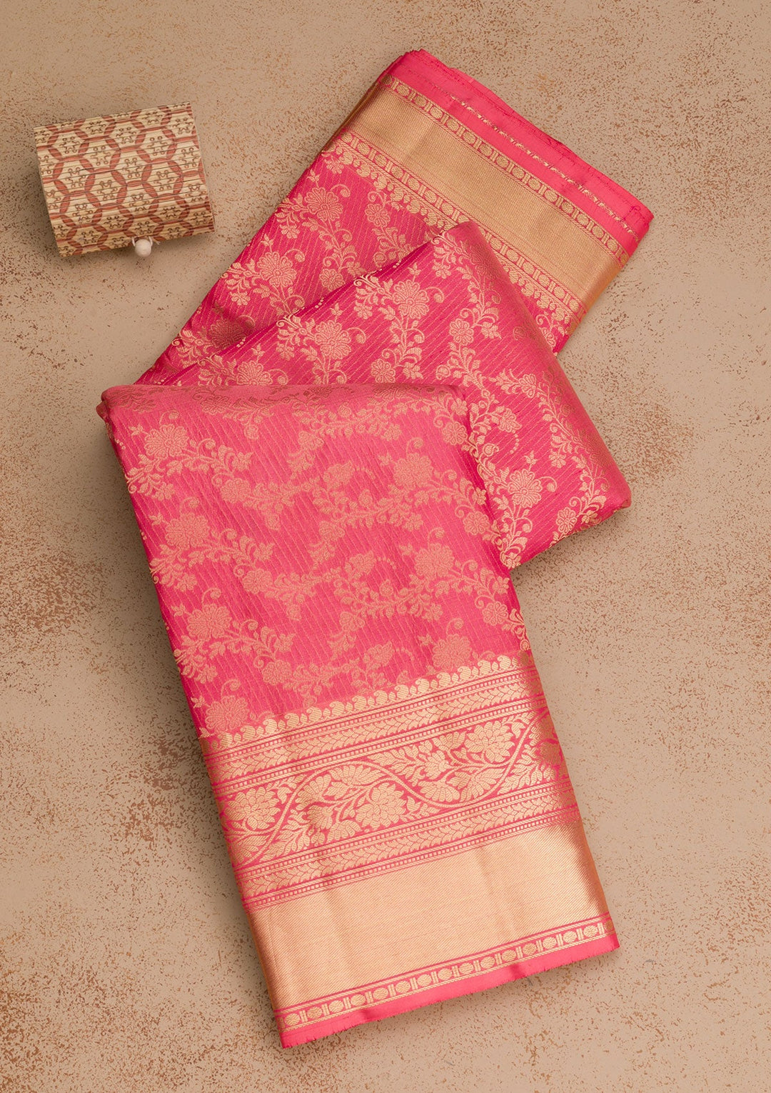 Onion Pink Zariwork Pure Silk Saree-Koskii