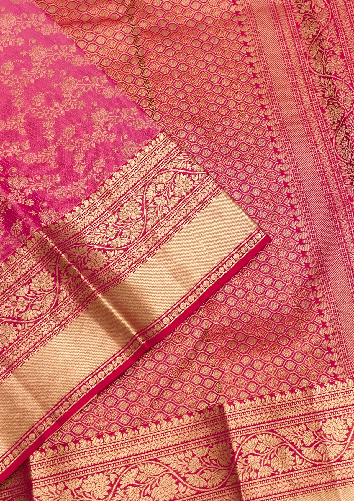 Onion Pink Zariwork Pure Silk Saree-Koskii