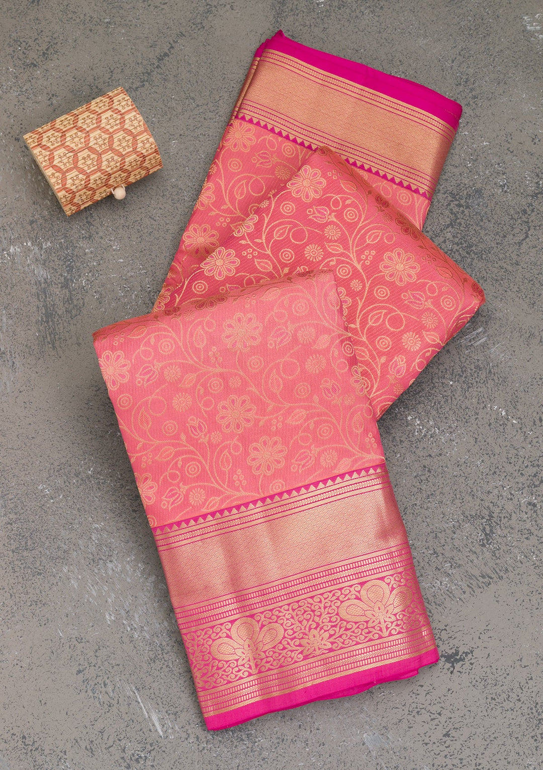 Onion Pink Zariwork Pure Silk Saree-Koskii