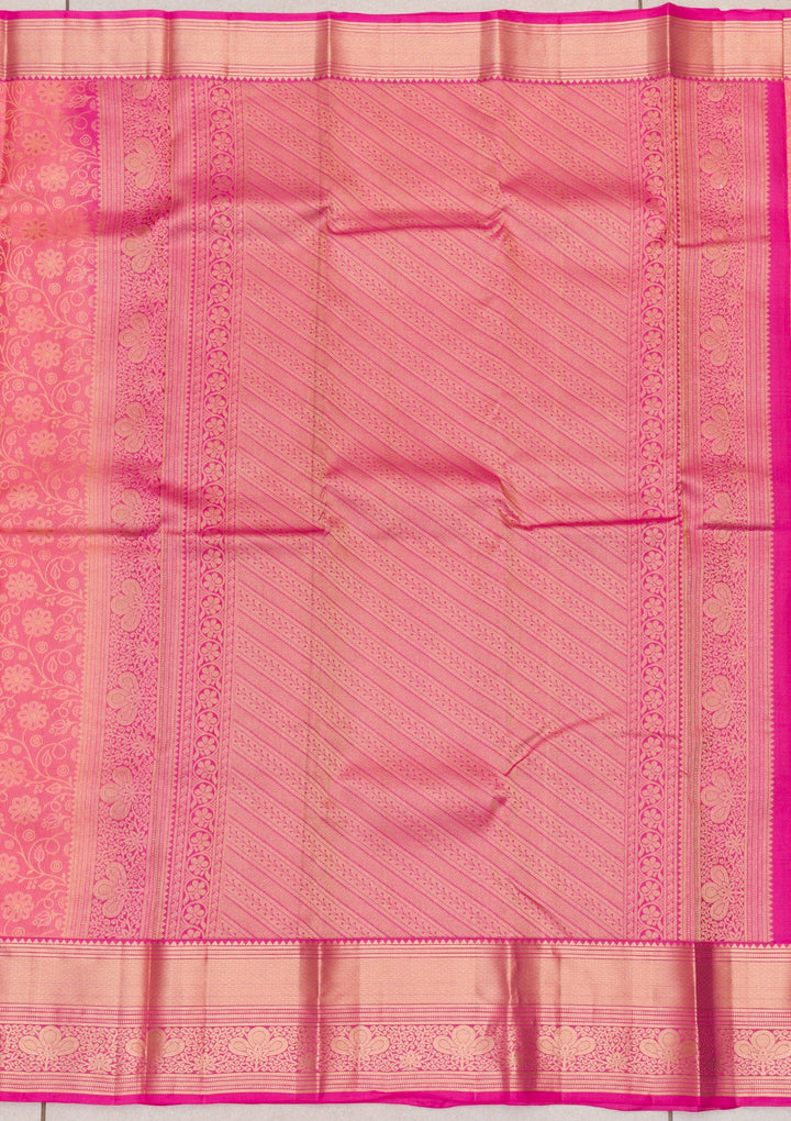 Onion Pink Zariwork Pure Silk Saree-Koskii