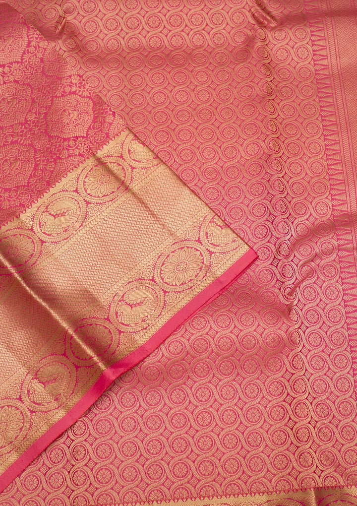Onion Pink Zariwork Pure Silk Saree-Koskii