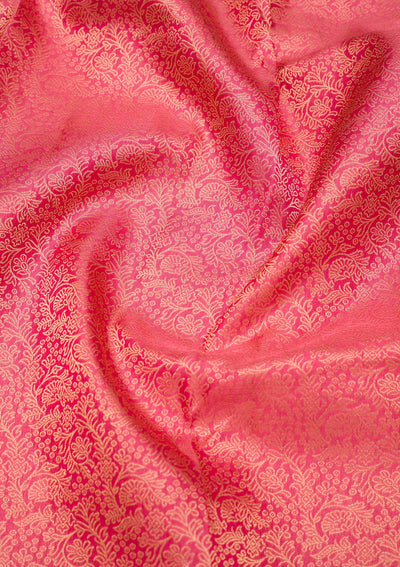 Onion Pink Zariwork Pure Silk Saree-Koskii