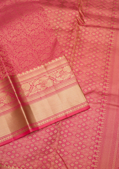 Onion Pink Zariwork Pure Silk Saree-Koskii