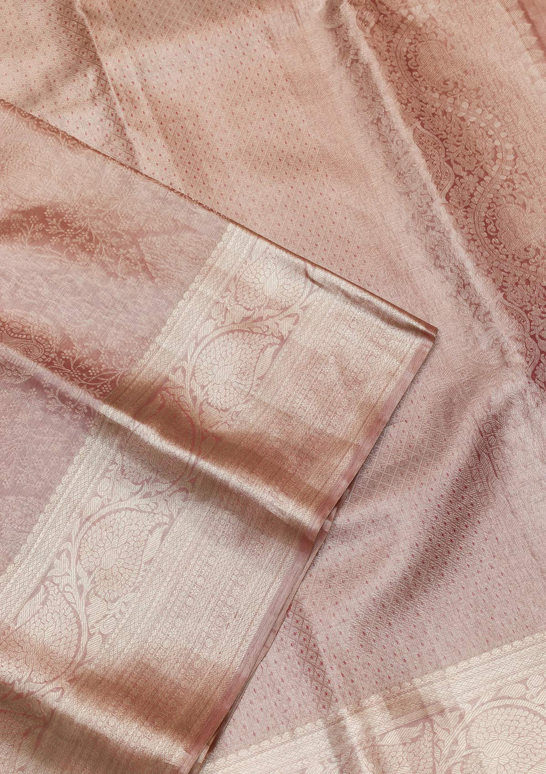 Onion Pink Zariwork Pure Silk Saree-Koskii