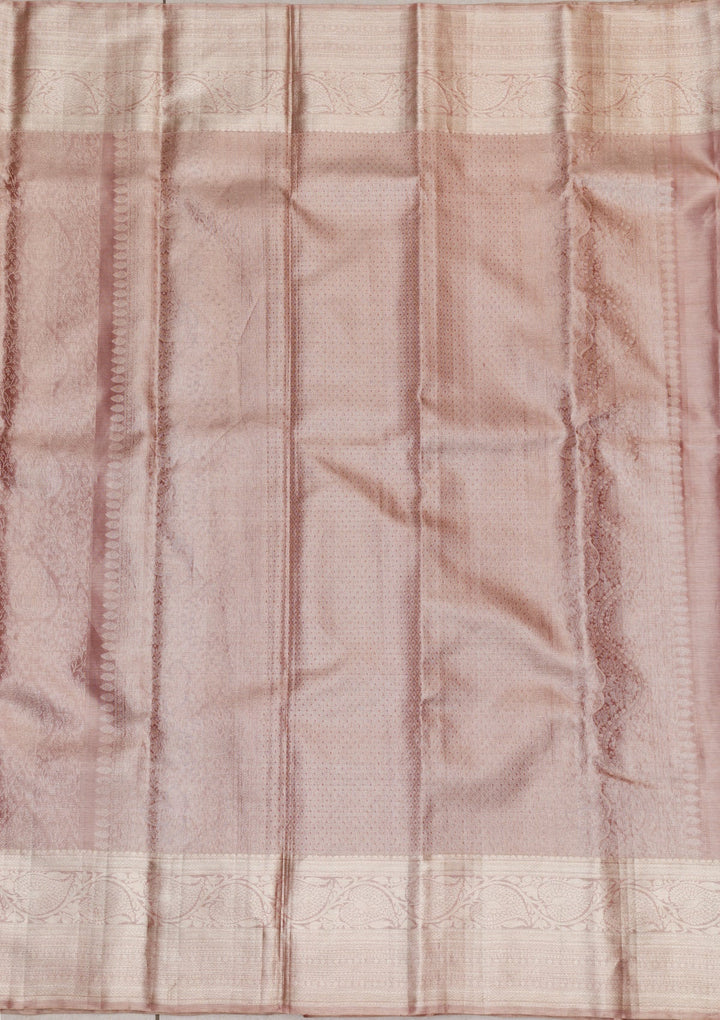 Onion Pink Zariwork Pure Silk Saree-Koskii